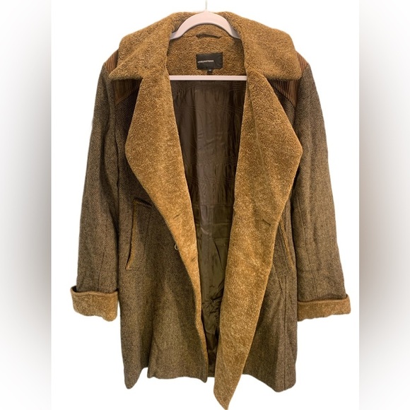 Creenstone Women's Coat Herringbone Pattern with Corduroy Shoulders Size 38 - Picture 6 of 10